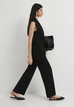 Medicine pantaloni culoarea negru, lat, high waist imagine