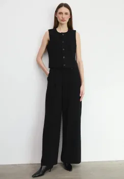 Medicine pantaloni culoarea negru, lat, high waist imagine