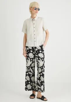Medicine pantaloni culoarea negru, lat, medium waist imagine