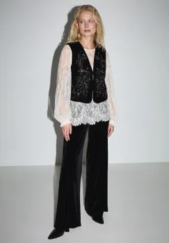 Medicine pantaloni culoarea negru, lat, medium waist imagine