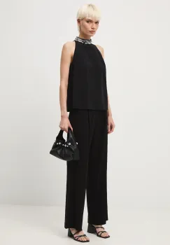 Medicine pantaloni culoarea negru, lat, medium waist imagine