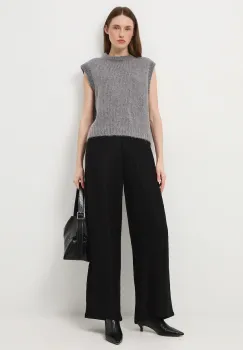 Medicine pantaloni culoarea negru, lat, medium waist imagine