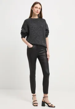 Medicine pantaloni culoarea negru, mulata, medium waist imagine