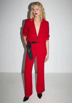 Medicine pantaloni culoarea rosu, lat, medium waist imagine