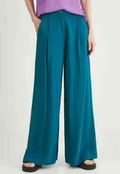 Medicine pantaloni culoarea turcoaz, lat, medium waist imagine