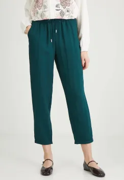 Medicine pantaloni culoarea verde, fason chinos, medium waist imagine