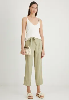 Medicine pantaloni culoarea verde, fason chinos, medium waist imagine