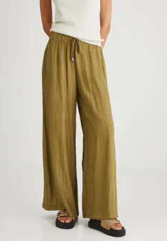 Medicine pantaloni culoarea verde, lat, medium waist imagine