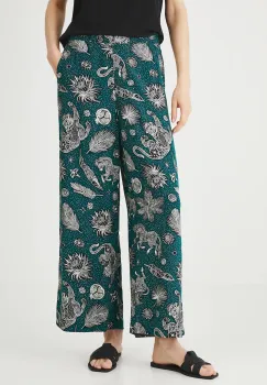 Medicine pantaloni culoarea verde, lat, medium waist imagine
