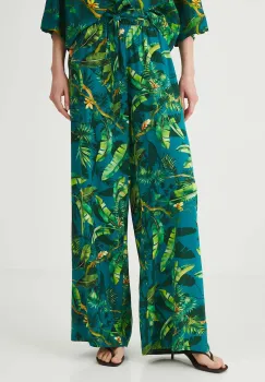 Medicine pantaloni culoarea verde, lat, medium waist imagine