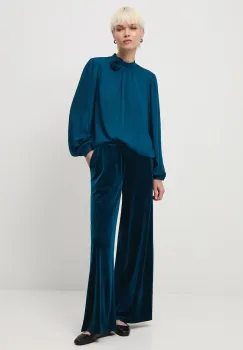 Medicine pantaloni culoarea verde, lat, medium waist imagine