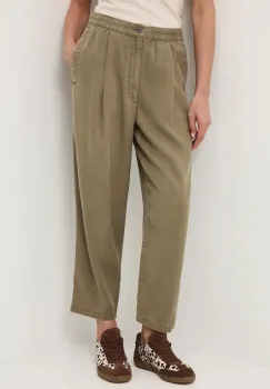 Medicine pantaloni culoarea verde, lat, medium waist imagine