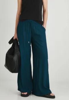 Medicine pantaloni culoarea verde, lat, medium waist imagine