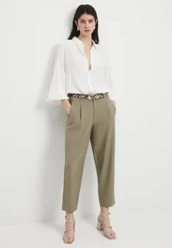 Medicine pantaloni culoarea verde, lat, medium waist imagine
