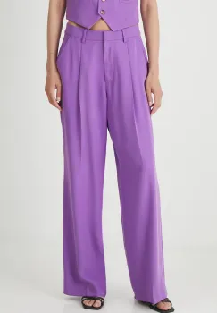 Medicine pantaloni culoarea violet, lat, high waist imagine