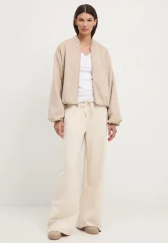 Medicine pantaloni de trening culoarea bej, lat, medium waist imagine