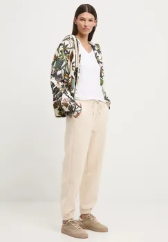 Medicine pantaloni de trening culoarea bej, neted imagine