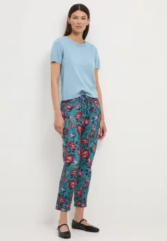 Medicine pantaloni de trening din bumbac culoarea turcoaz, cu model imagine