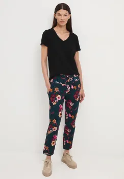 Medicine pantaloni de trening din bumbac culoarea turcoaz, cu model imagine