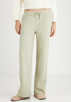 Medicine pantaloni de trening din bumbac femei, culoarea verde, neted imagine