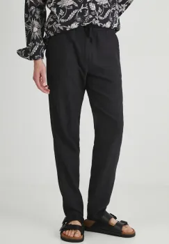 Medicine pantaloni din amestec de in barbati, culoarea negru, drept imagine