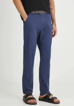 Medicine pantaloni din amestec de in culoarea bleumarin, drept imagine