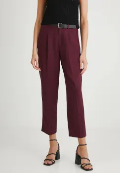 Medicine pantaloni din amestec de in culoarea bordo, fason chinos, medium waist imagine