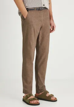 Medicine pantaloni din amestec de in culoarea maro, drept imagine