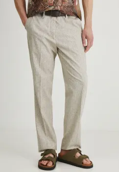 Medicine pantaloni din amestec de in culoarea maro, mulata imagine