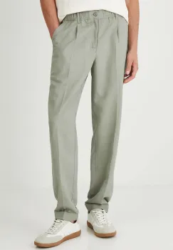 Medicine pantaloni din amestec de in culoarea verde, drept imagine