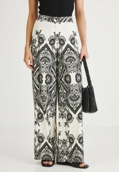 Medicine pantaloni din amestec de in lat, medium waist imagine