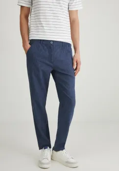 Medicine pantaloni din in barbati, culoarea albastru marin, drept imagine