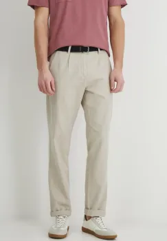 Medicine pantaloni din in barbati, culoarea bej, drept imagine