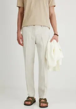 Medicine pantaloni din in barbati, culoarea bej, drept imagine