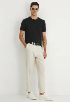 Medicine pantaloni din in culoarea bej, drept imagine
