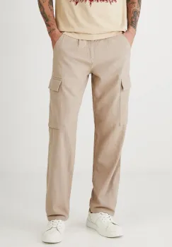 Medicine pantaloni din in culoarea bej, drept imagine