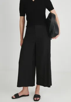 Medicine pantaloni din in culoarea negru, fason culottes, medium waist imagine