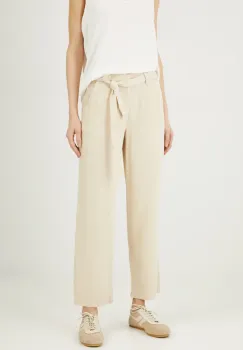 Medicine pantaloni femei, culoarea bej, drept, medium waist imagine