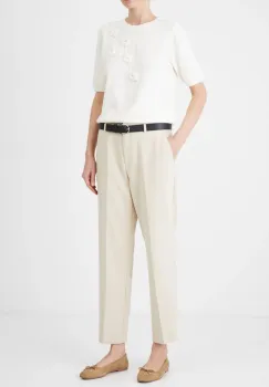 Medicine pantaloni femei, culoarea bej, fason chinos, medium waist imagine