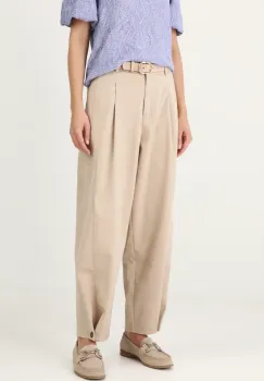 Medicine pantaloni femei, culoarea bej, fason tigareta, medium waist imagine