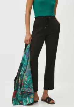 Medicine pantaloni femei, culoarea negru, drept, medium waist imagine