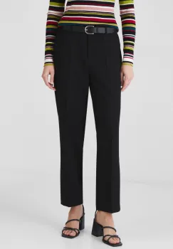 Medicine pantaloni femei, culoarea negru, fason chinos, medium waist imagine