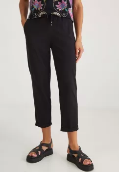 Medicine pantaloni femei, culoarea negru, fason chinos, medium waist imagine