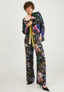 Medicine pantaloni femei, culoarea negru, lat, medium waist imagine