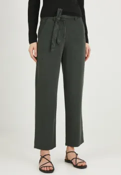 Medicine pantaloni femei, culoarea verde, drept, medium waist imagine