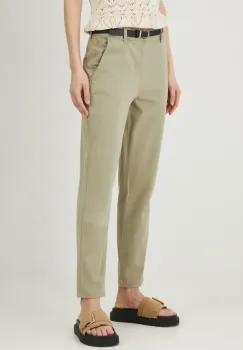 Medicine pantaloni femei, culoarea verde, fason chinos, medium waist imagine