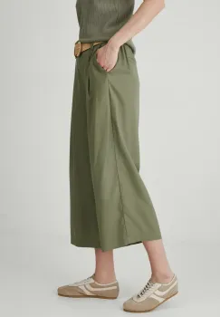 Medicine pantaloni femei, culoarea verde, lat, high waist imagine