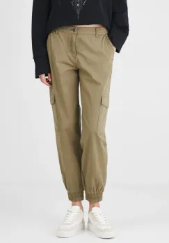 Medicine pantaloni femei, culoarea verde, medium waist imagine