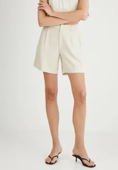 Medicine pantaloni scurti culoarea bej, high waist imagine