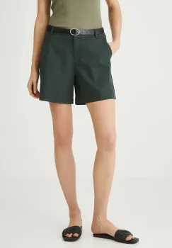 Medicine pantaloni scurti culoarea turcoaz, neted, medium waist imagine